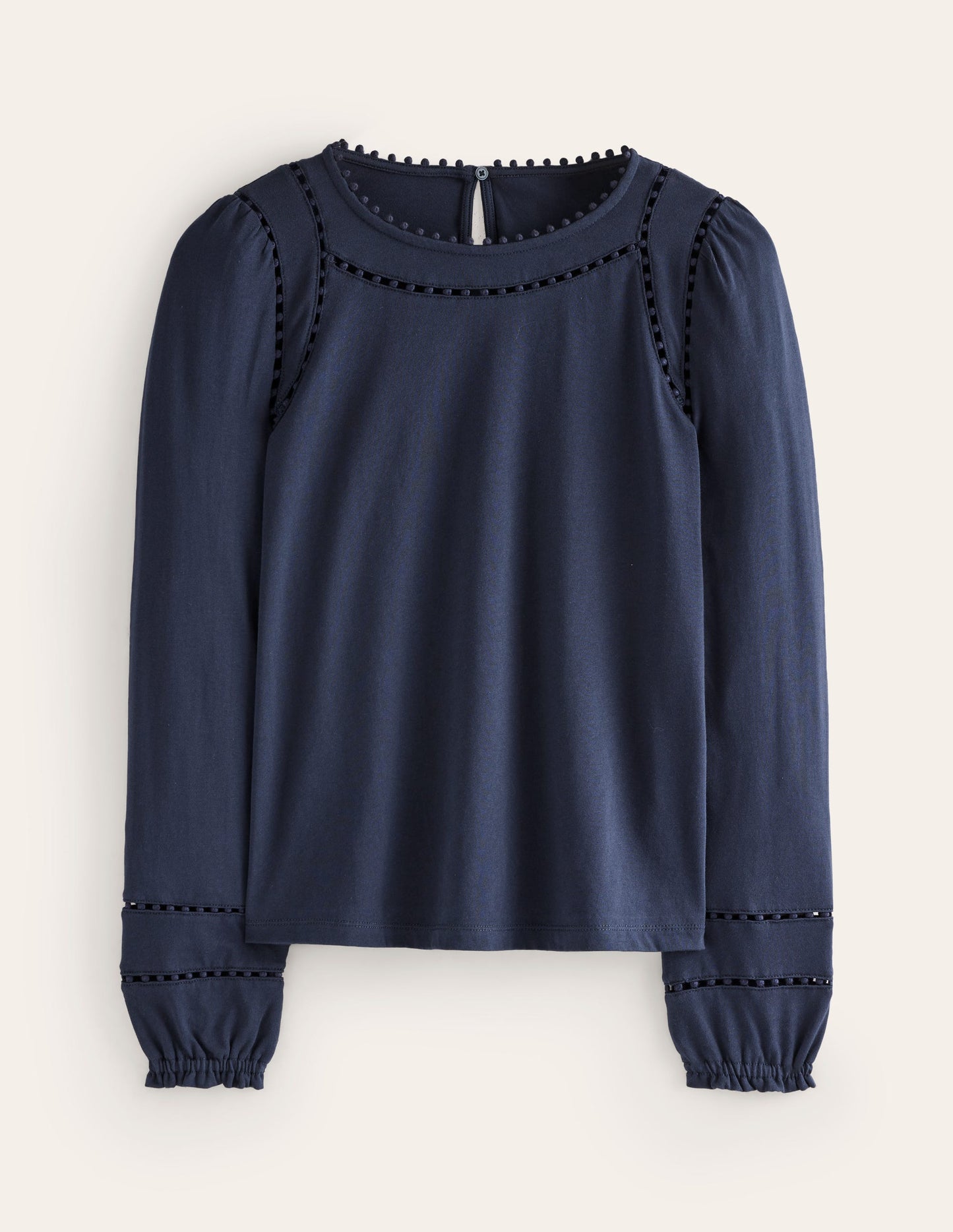 Mila Long Sleeve Top-Navy