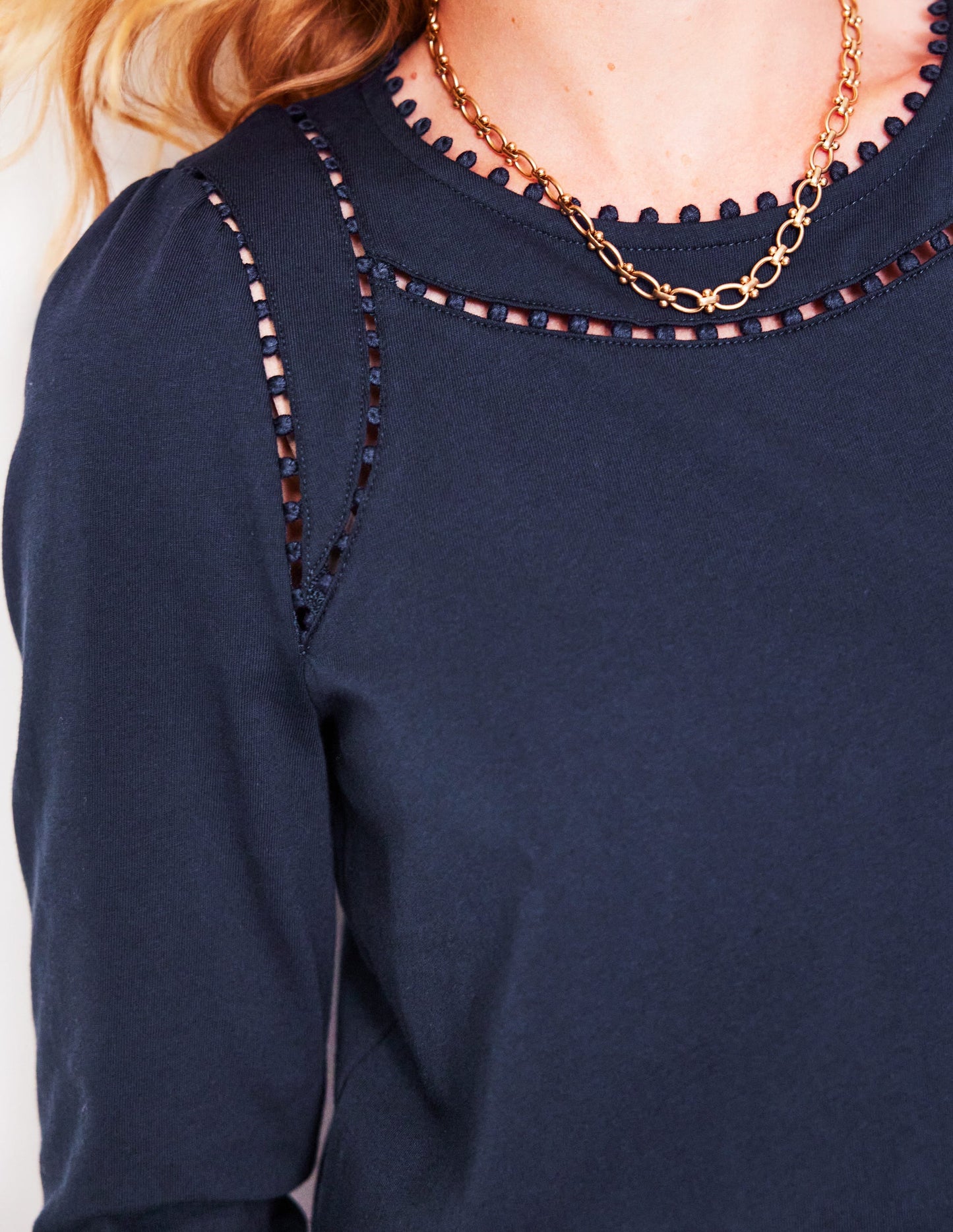 Mila Long Sleeve Top-Navy