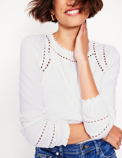 Mila Long Sleeve Top-White