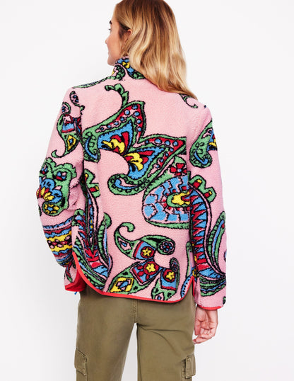 Truro Borg Fleece Jacket-Charm Pink, Paisley Wave Large