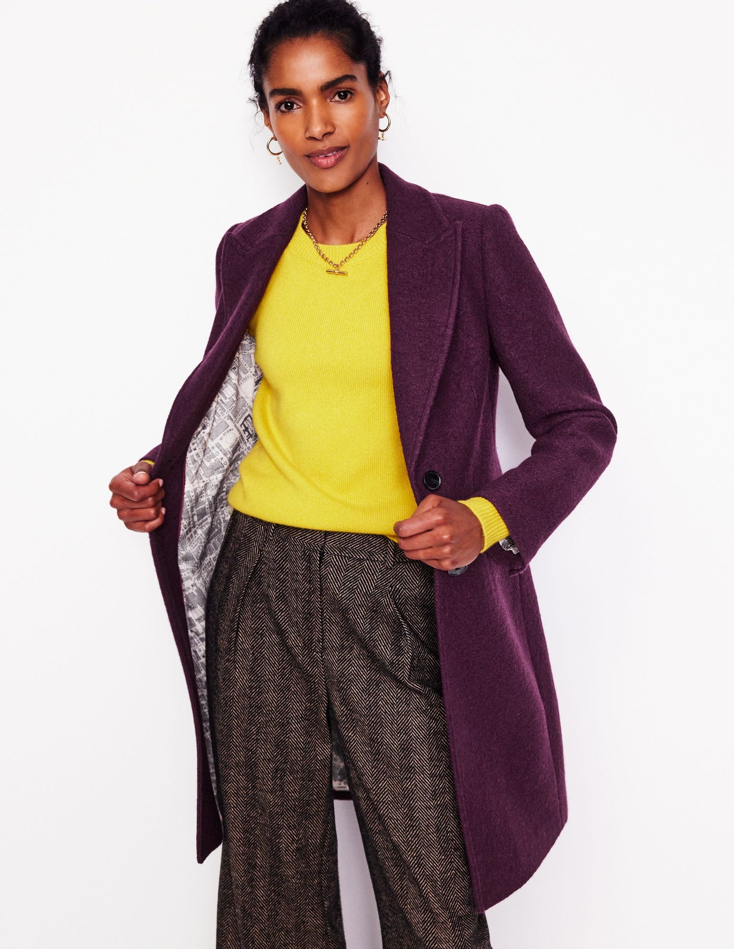 Chichester Textured Coat -Damson