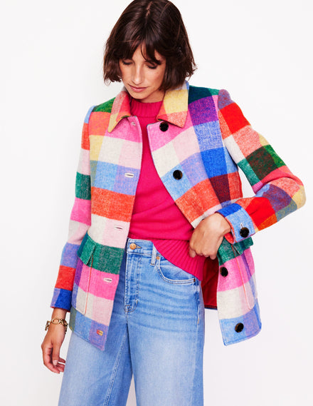 Wool Check Coat-Multi Check