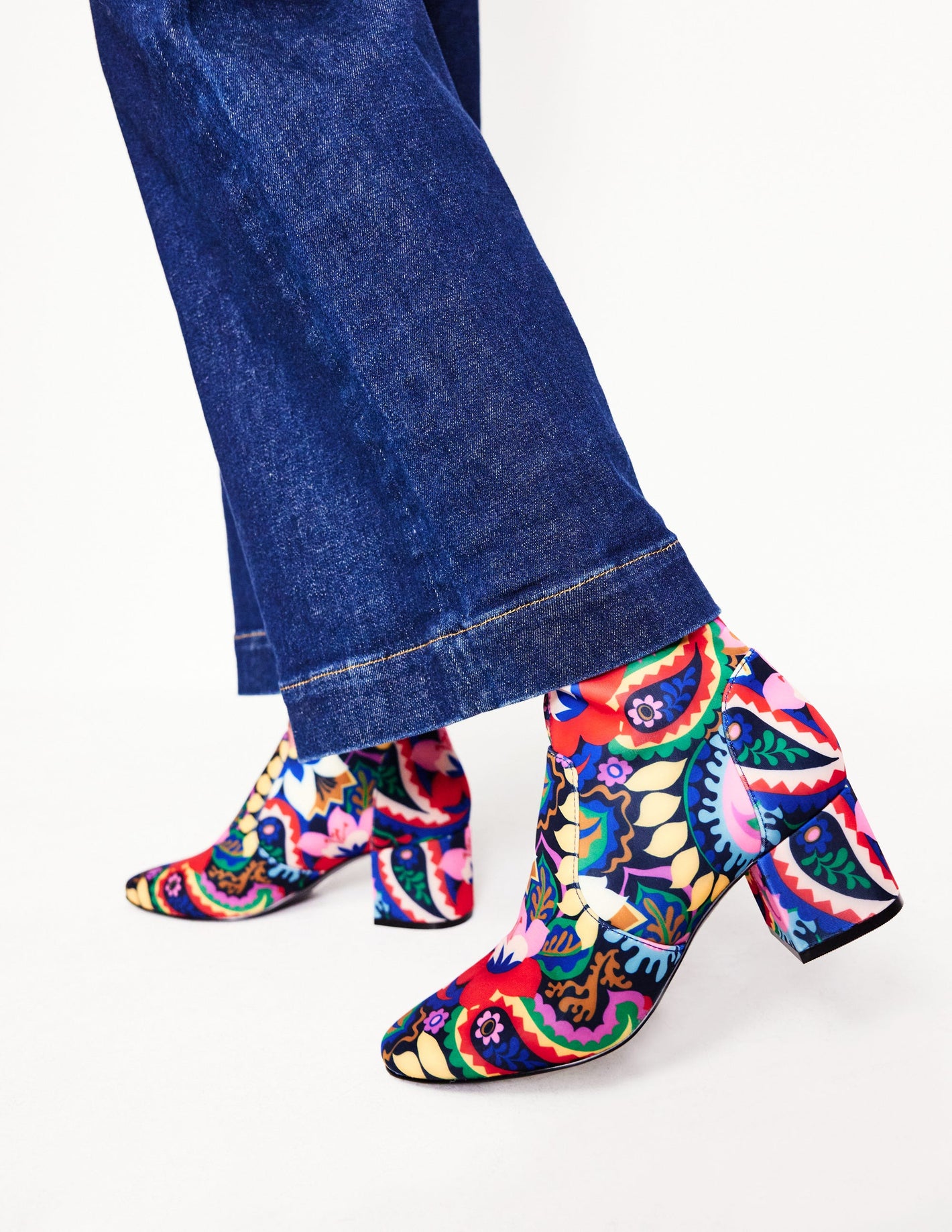 Heeled Stretch Knee Boots-Multi, Botanical Paisley