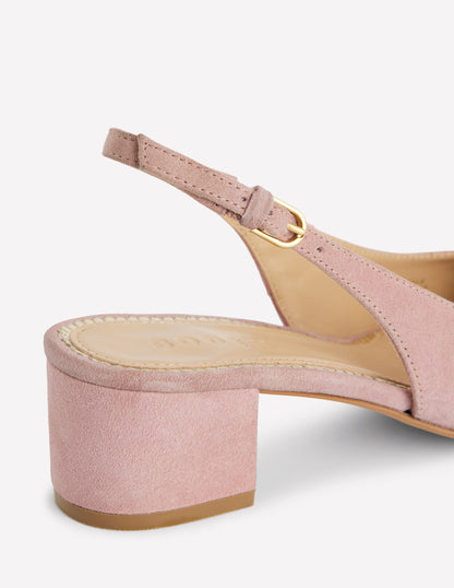 Ailsa Block Heel Slingbacks-Almond Pink Suede