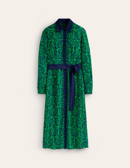 Kate Midi Shirt Dress -Rich Emerald, Decorative Flora