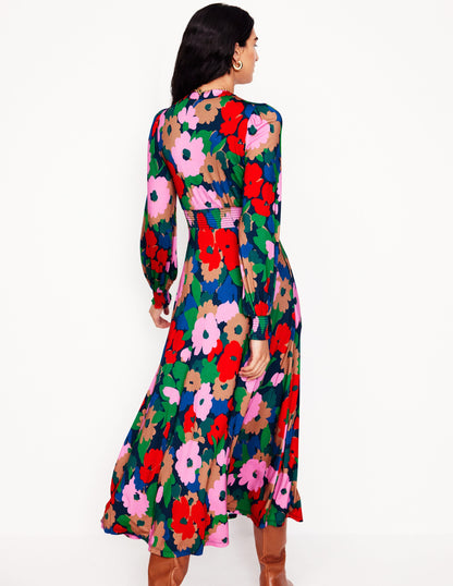 Ivy Smocked Midi Dress-Multi, Painterly Meadow