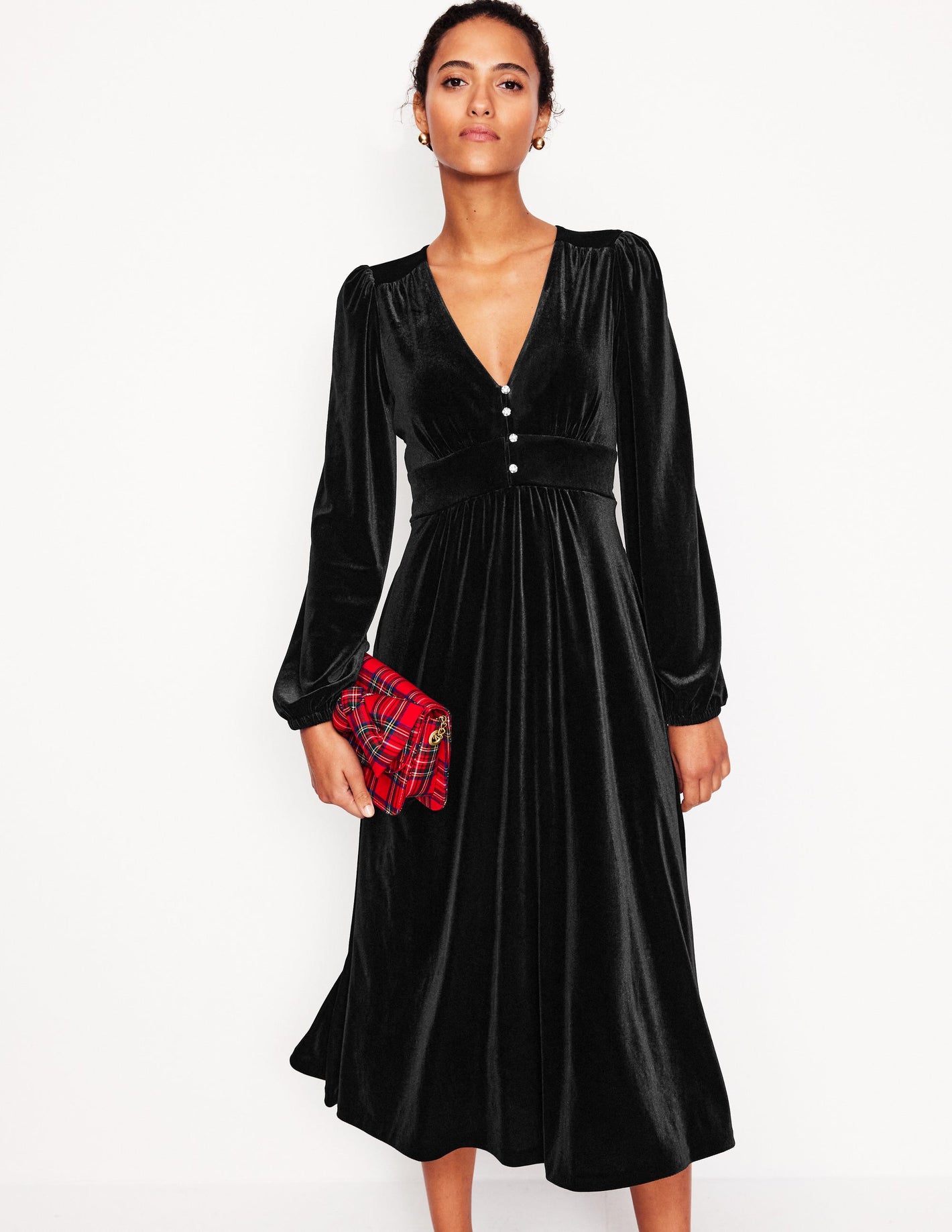 Jocelyn Velvet Tea Dress -Black