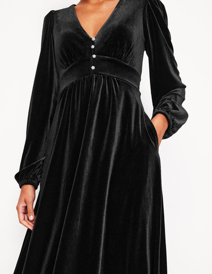 Jocelyn Velvet Tea Dress -Black