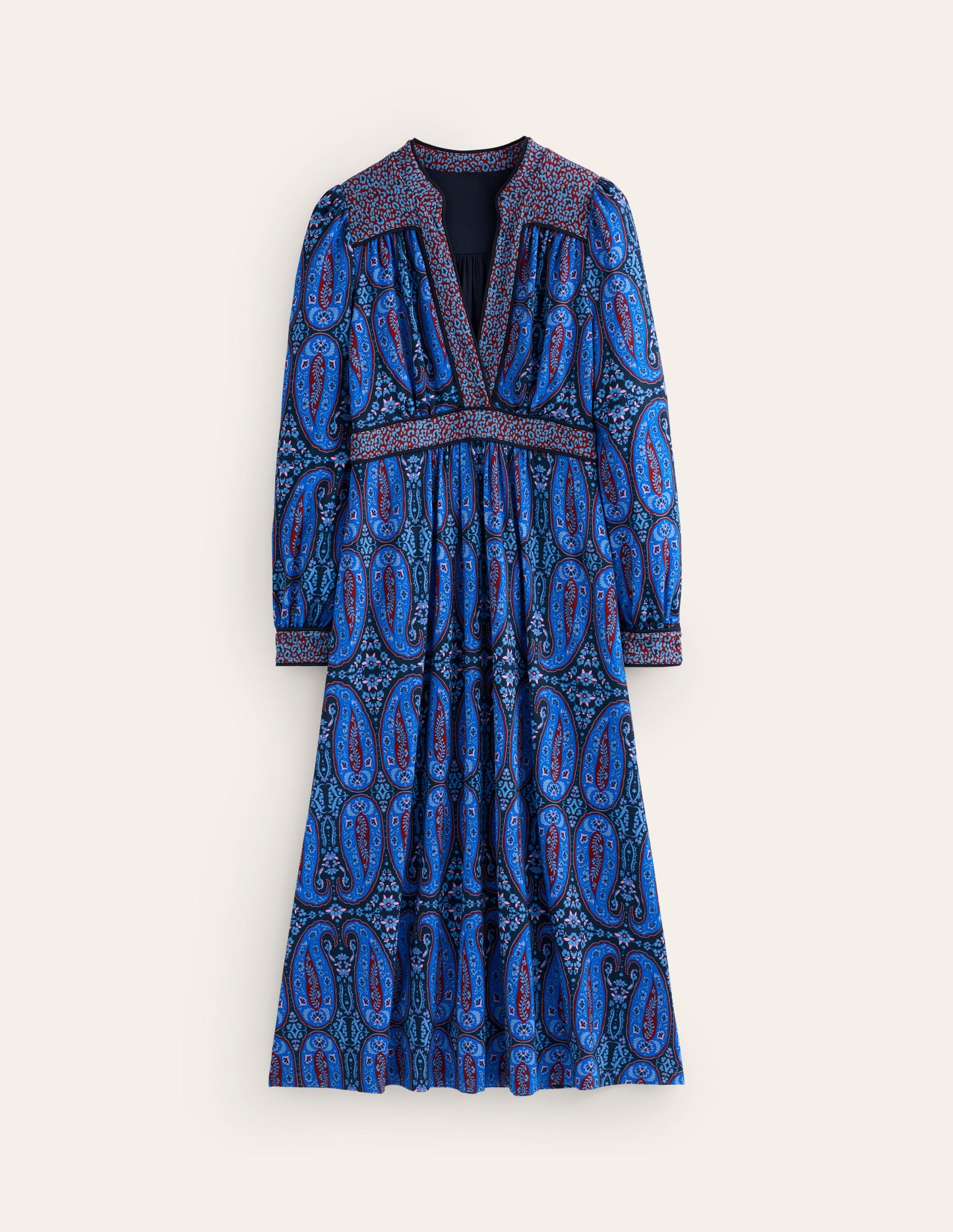 Hotched Ponte Dress -Blue, Paisley Bud