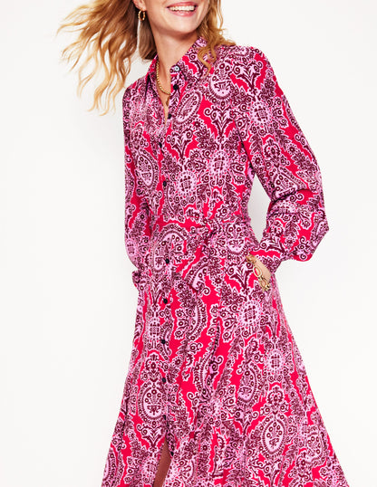 Martha Godet Maxi Shirt Dress -Bright Ruby, Opulent Vine