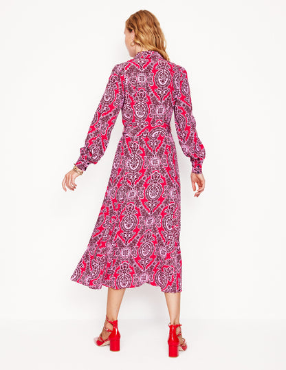 Martha Godet Maxi Shirt Dress -Bright Ruby, Opulent Vine