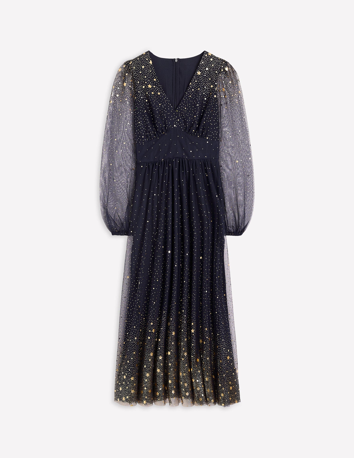 Christina Tulle Midi Dress -Navy, Foil Scattered Stars