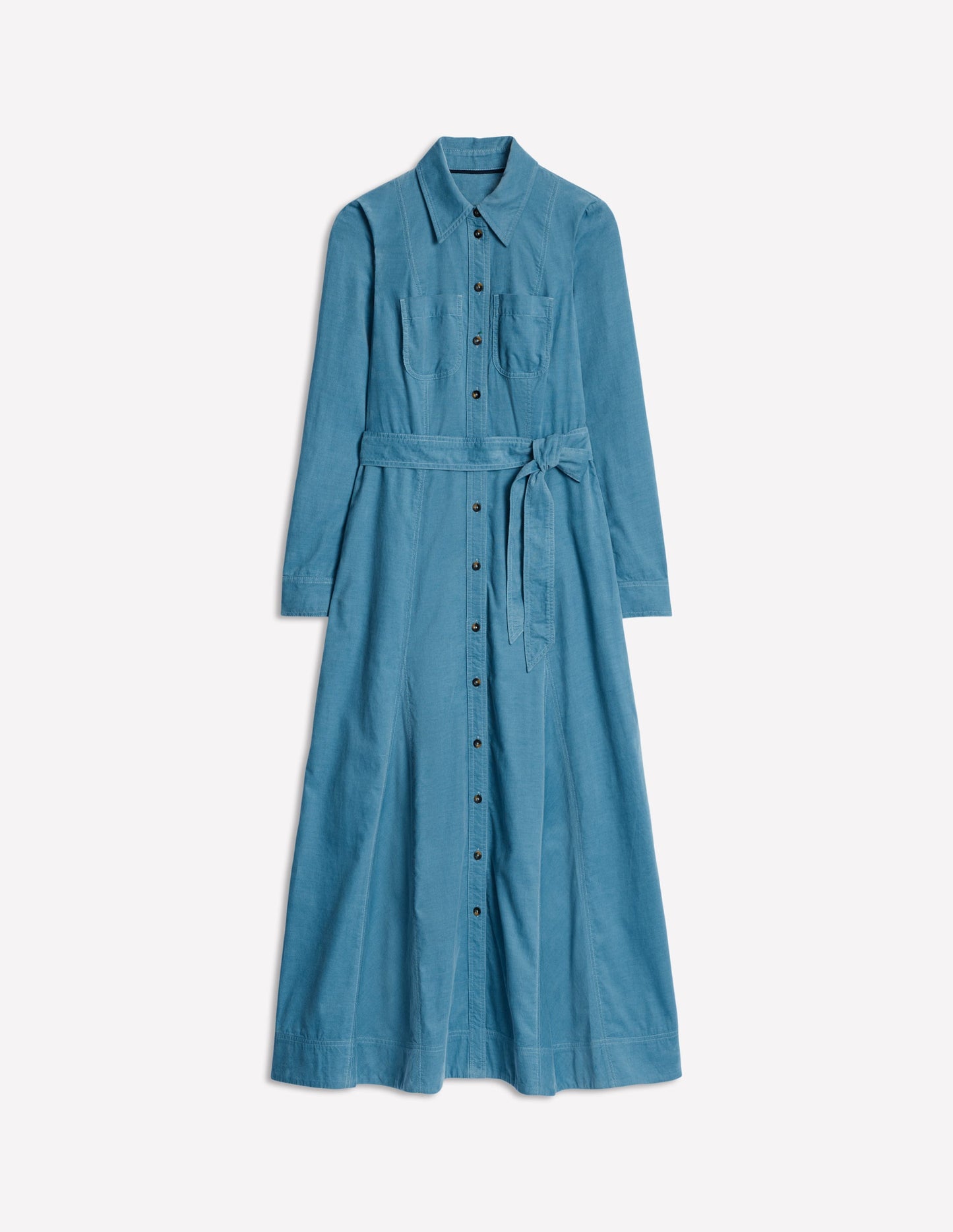 Mila Cord Midi Shirt Dress -Duck Egg Blue