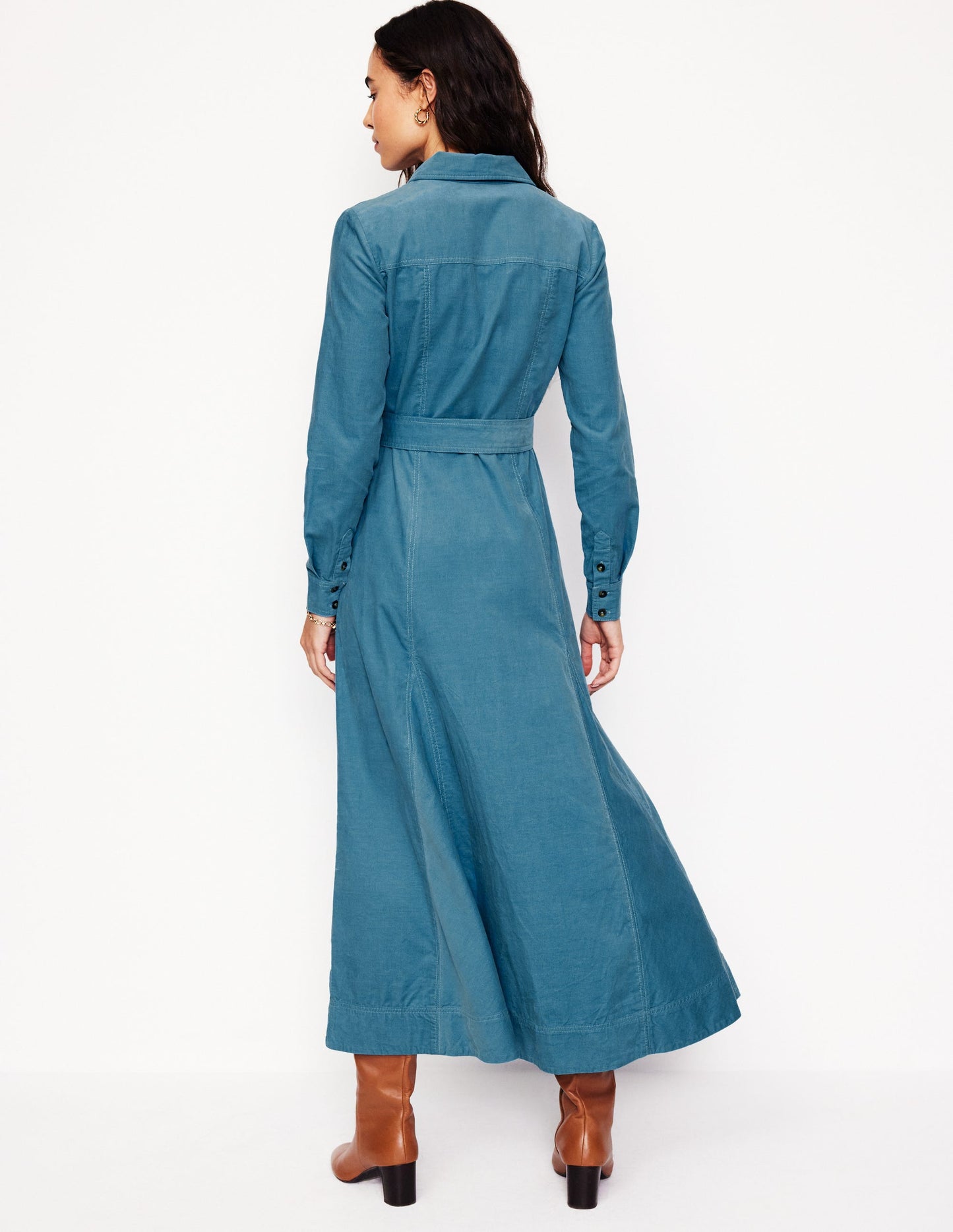 Mila Cord Midi Shirt Dress -Duck Egg Blue