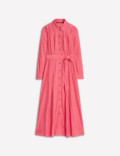 Mila Cord Midi Shirt Dress -Azalea Pink