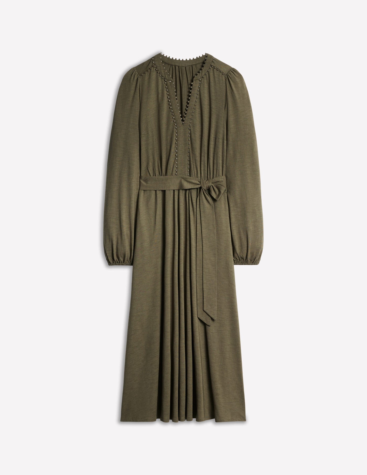 Maeve Trim Jersey Midi Dress -Classic Khaki