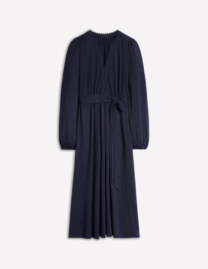 Maeve Trim Jersey Midi Dress -Navy