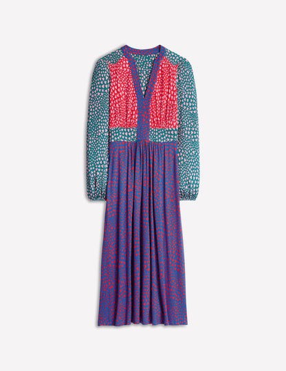 Lily Long Sleeve Midi Dress-Multi, Heart Cluster