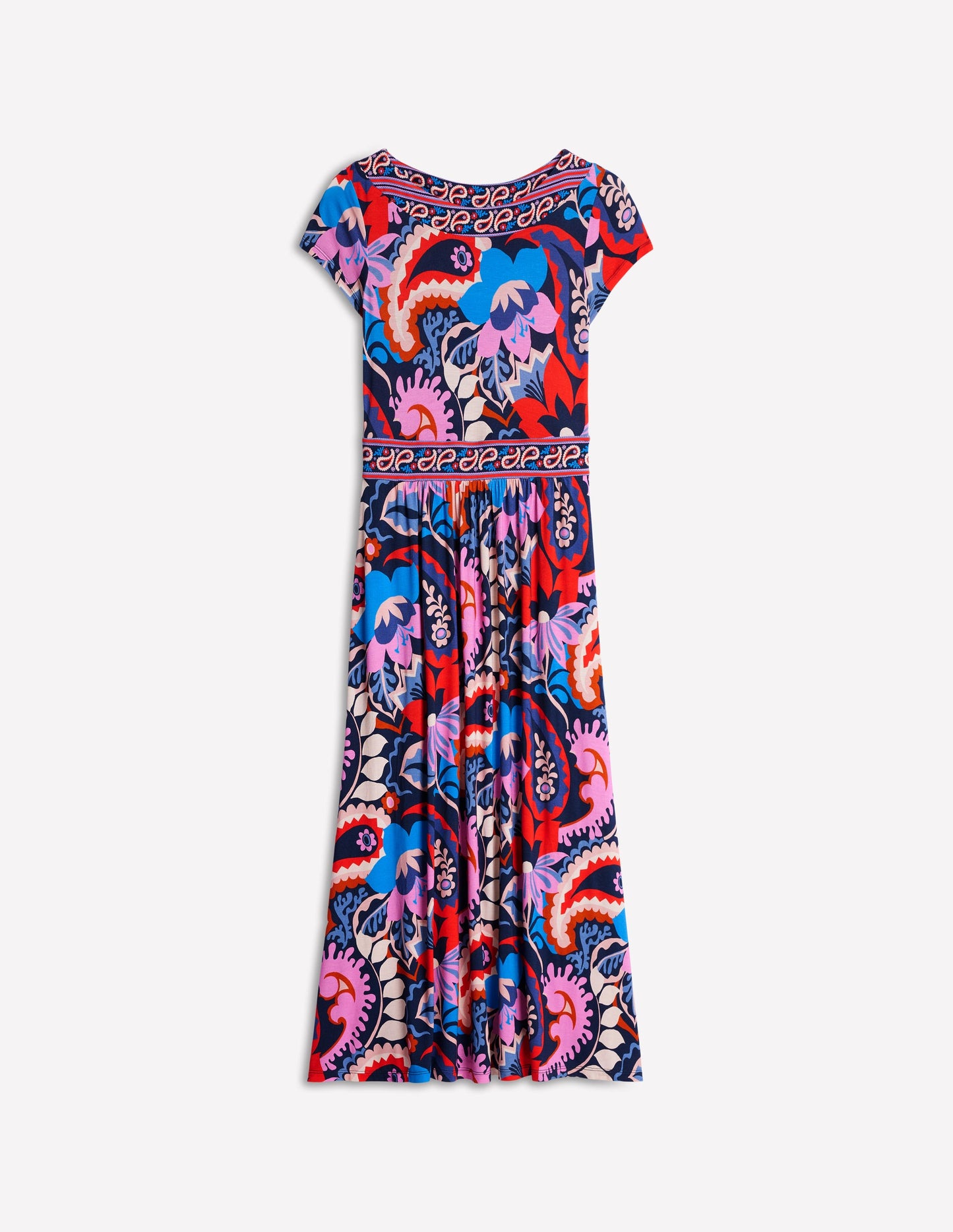 Melanie Jersey Midi Dress-French Navy, Botanical Paisley