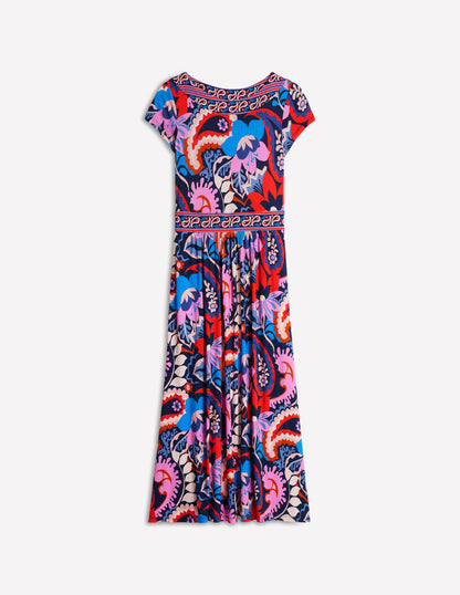 Melanie Jersey Midi Dress-French Navy, Botanical Paisley