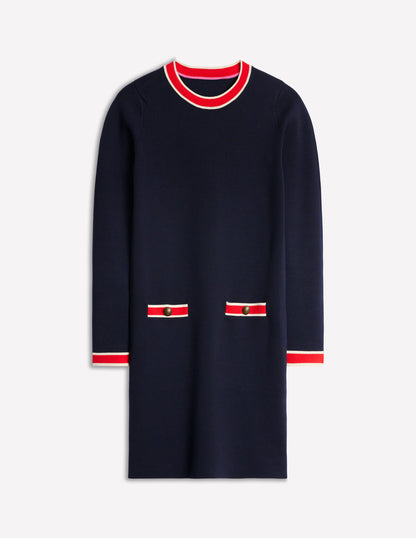 Holly Knitted Shift Dress -Navy