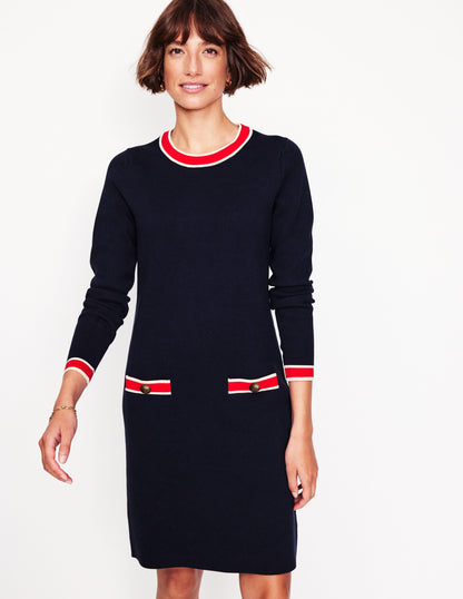 Holly Knitted Shift Dress -Navy