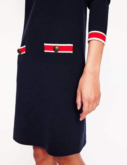 Holly Knitted Shift Dress -Navy