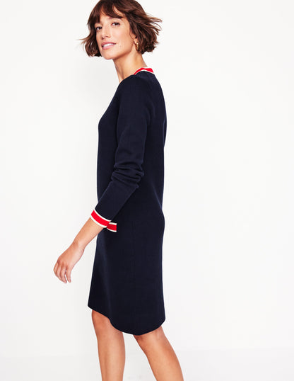 Holly Knitted Shift Dress -Navy