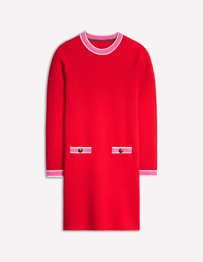 Holly Knitted Shift Dress -Poppy Red