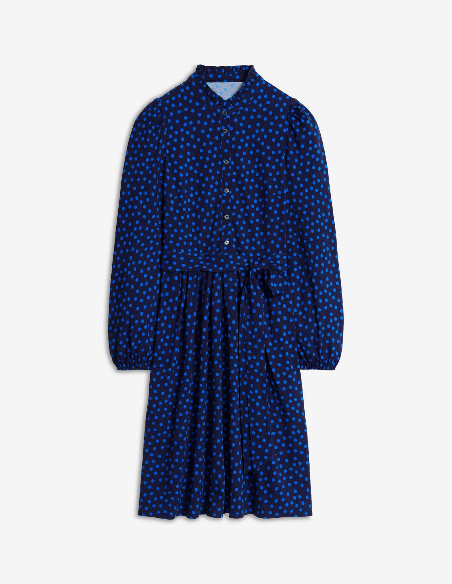 Willow Frill Short Shirt Dress -French Navy, Abstract Dot