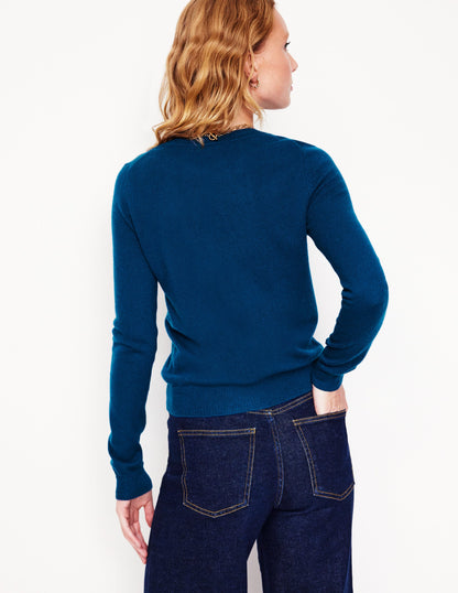 Eva Cashmere Crew Neck Jumper -Harbour Blue