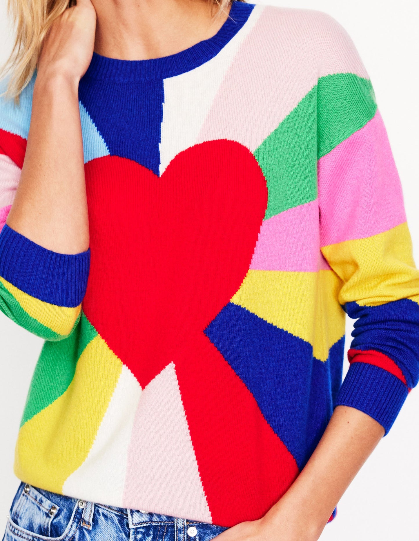 Lydia Cashmere Jumper -Multi, Heart Spectrum