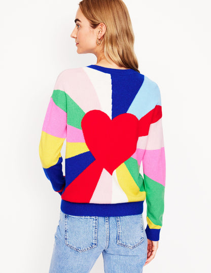 Lydia Cashmere Jumper -Multi, Heart Spectrum