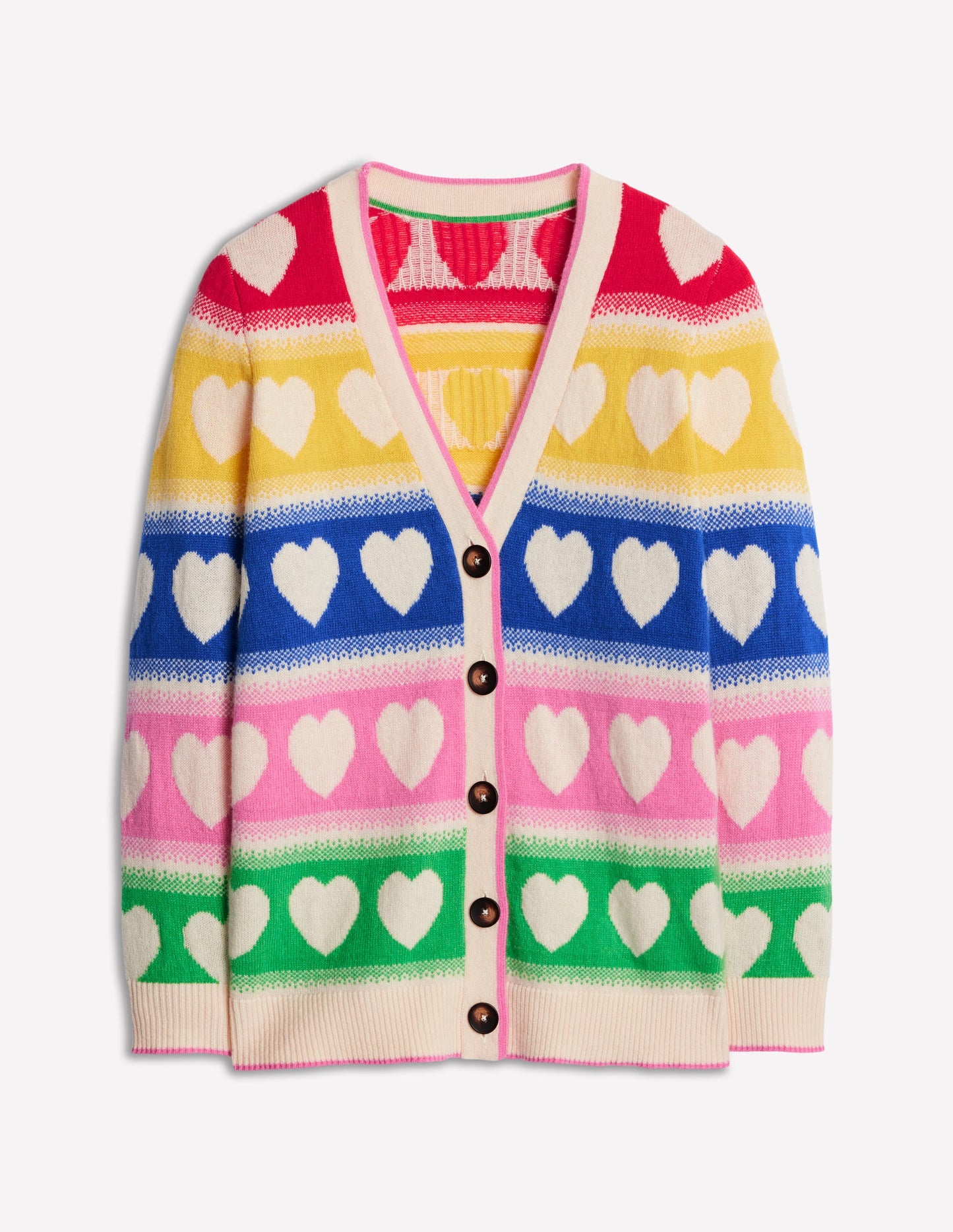 Fair Isle Boyfriend Cardigan -Multi, Hearts