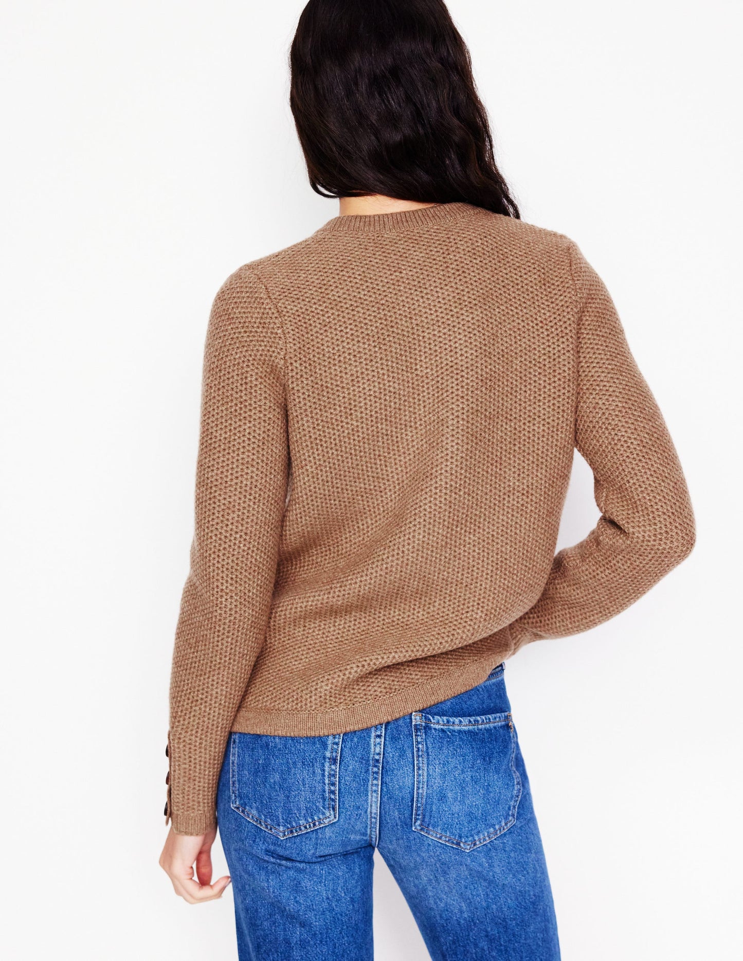 Textured Stitch Cardigan-Praline Brown