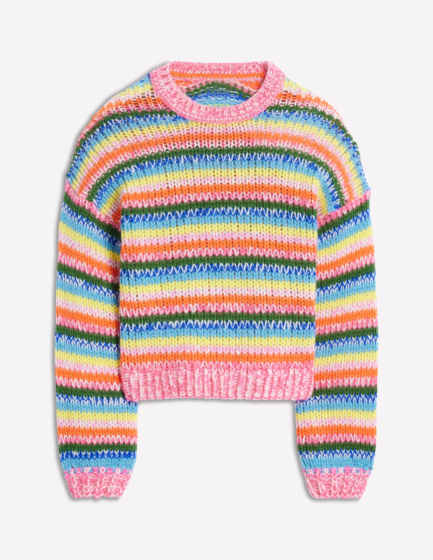 Striped Fluffy Chunky Jumper-Chunky Rainbow Stripe