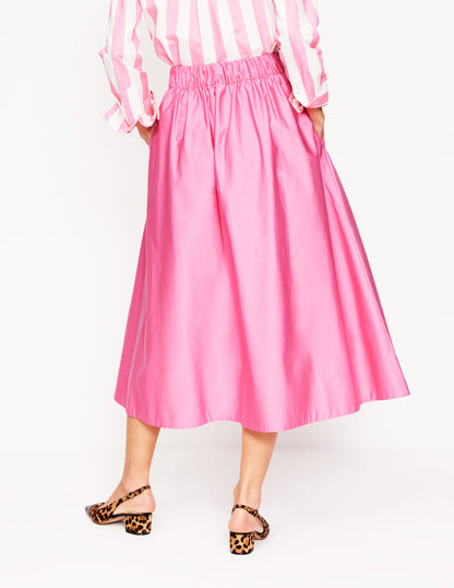 Isabella Cotton Sateen Skirt-Sorbet Pink