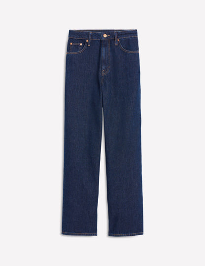 High Rise Straight Crop Jeans -Indigo