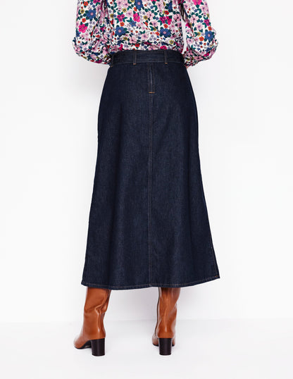 Denim Maxi Skirt-Indigo Rinse