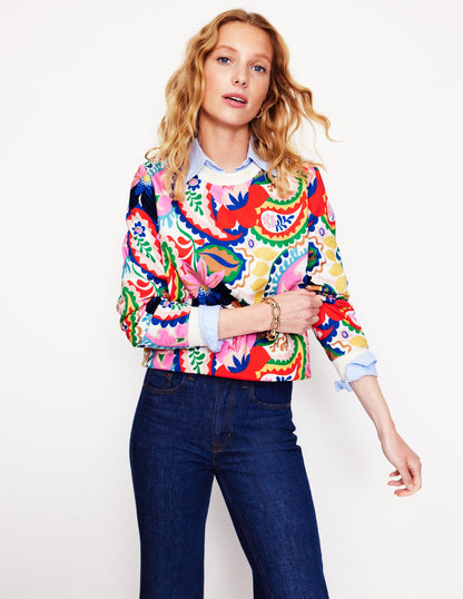 Hannah Printed Sweatshirt-Multi, Botanical Paisley