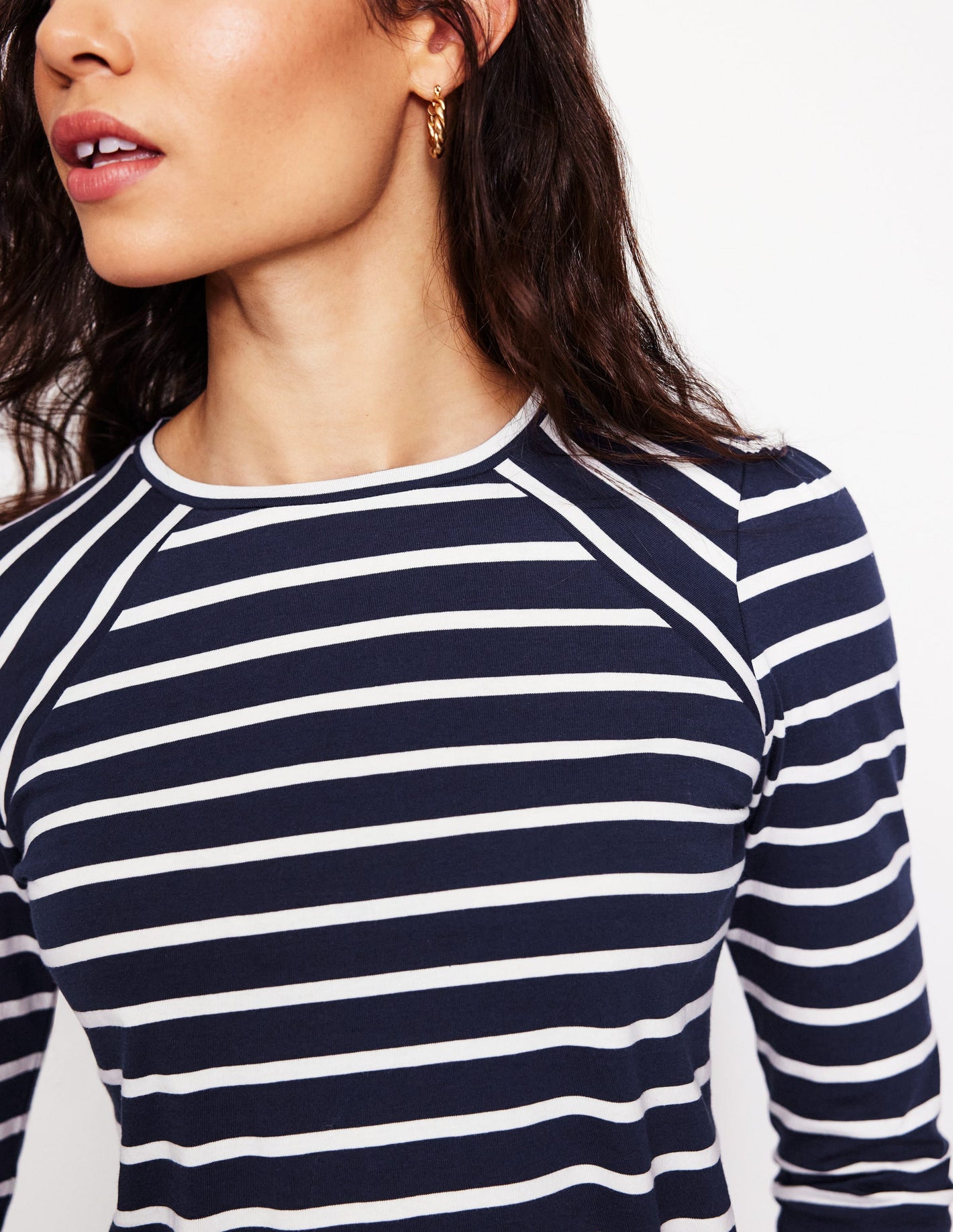 Arabella Stripe Jersey Top-Navy, Ivory Stripe