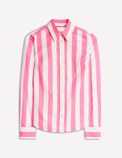 Sienna Cotton Shirt-Pink Rose Wide Stripe