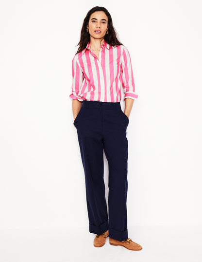 Sienna Cotton Shirt-Pink Rose Wide Stripe