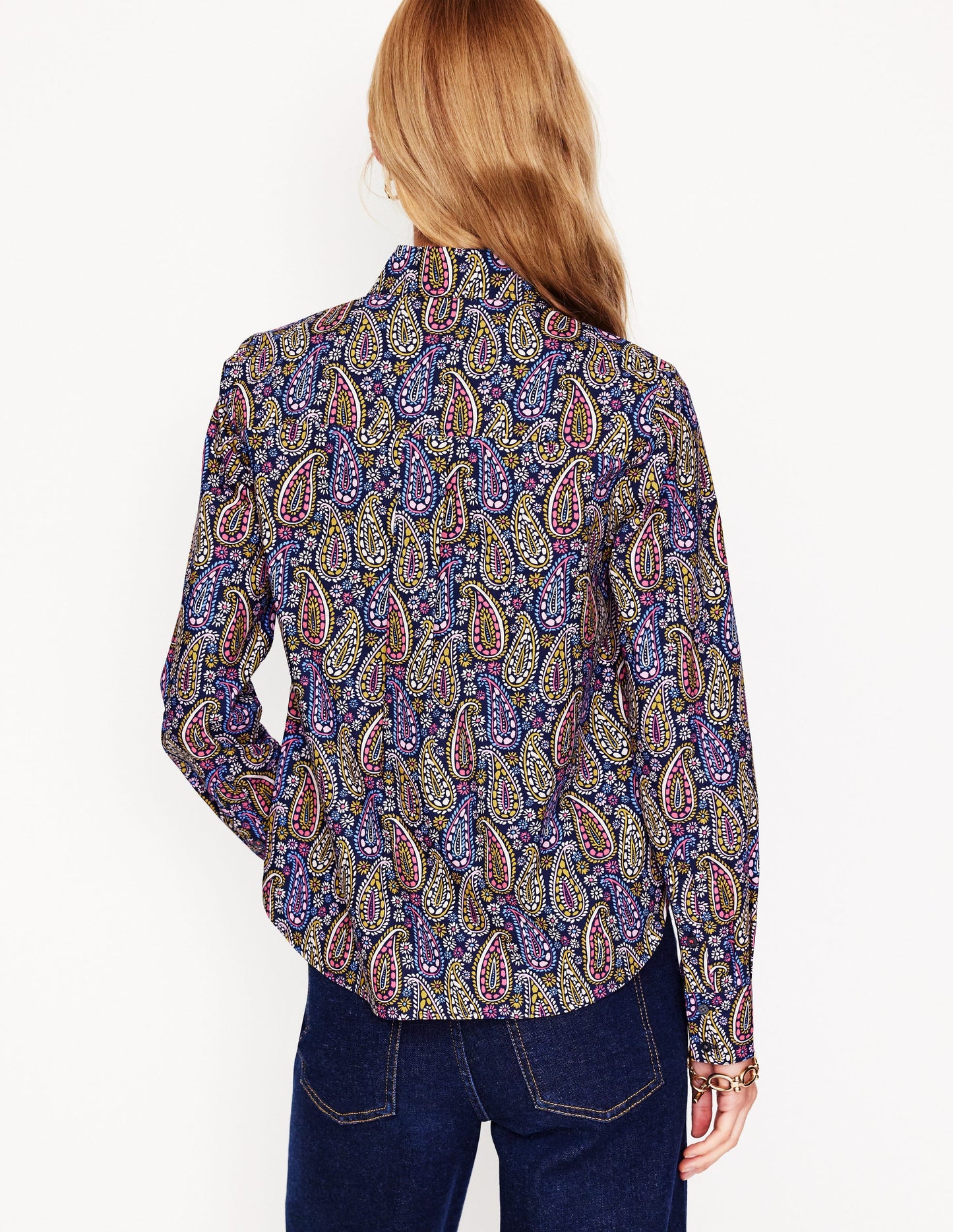 Sienna Cotton Shirt -Dawn Blue, Illustrated Paisley