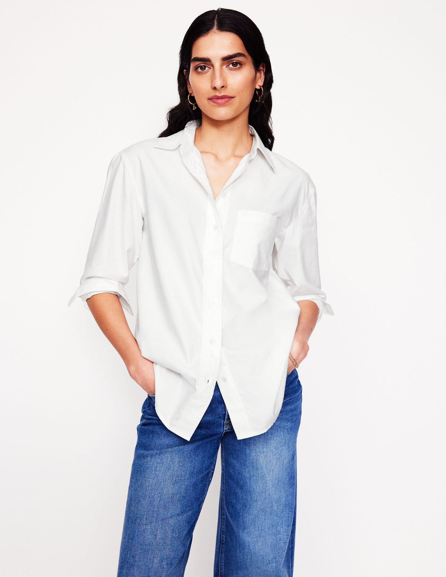 Sadie Relaxed Cotton Shirt -White Oxford