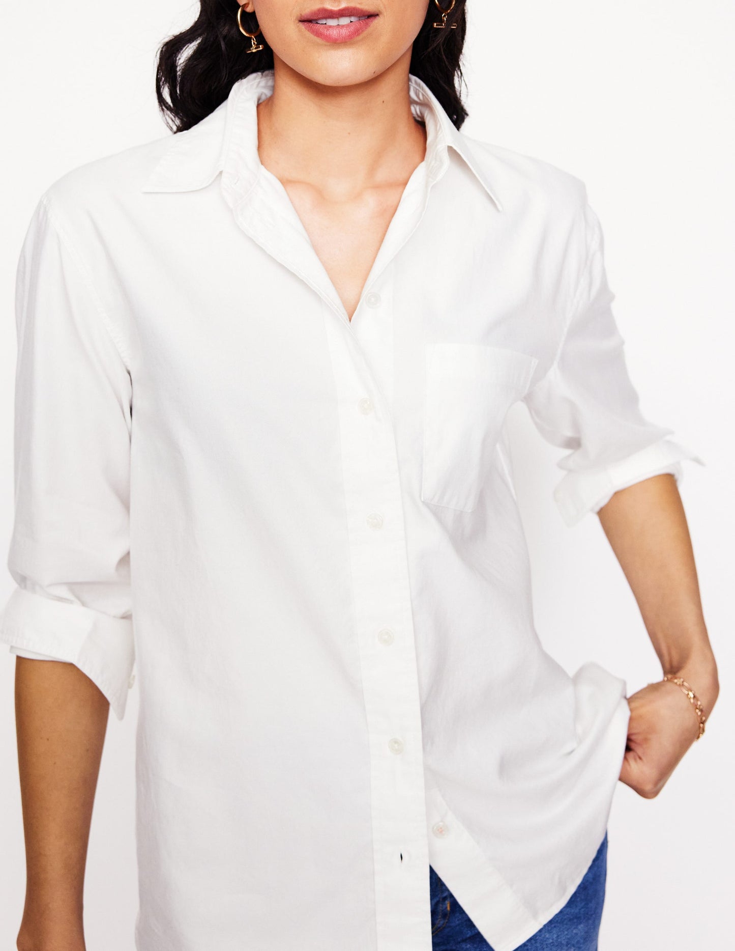 Sadie Relaxed Cotton Shirt-White Oxford