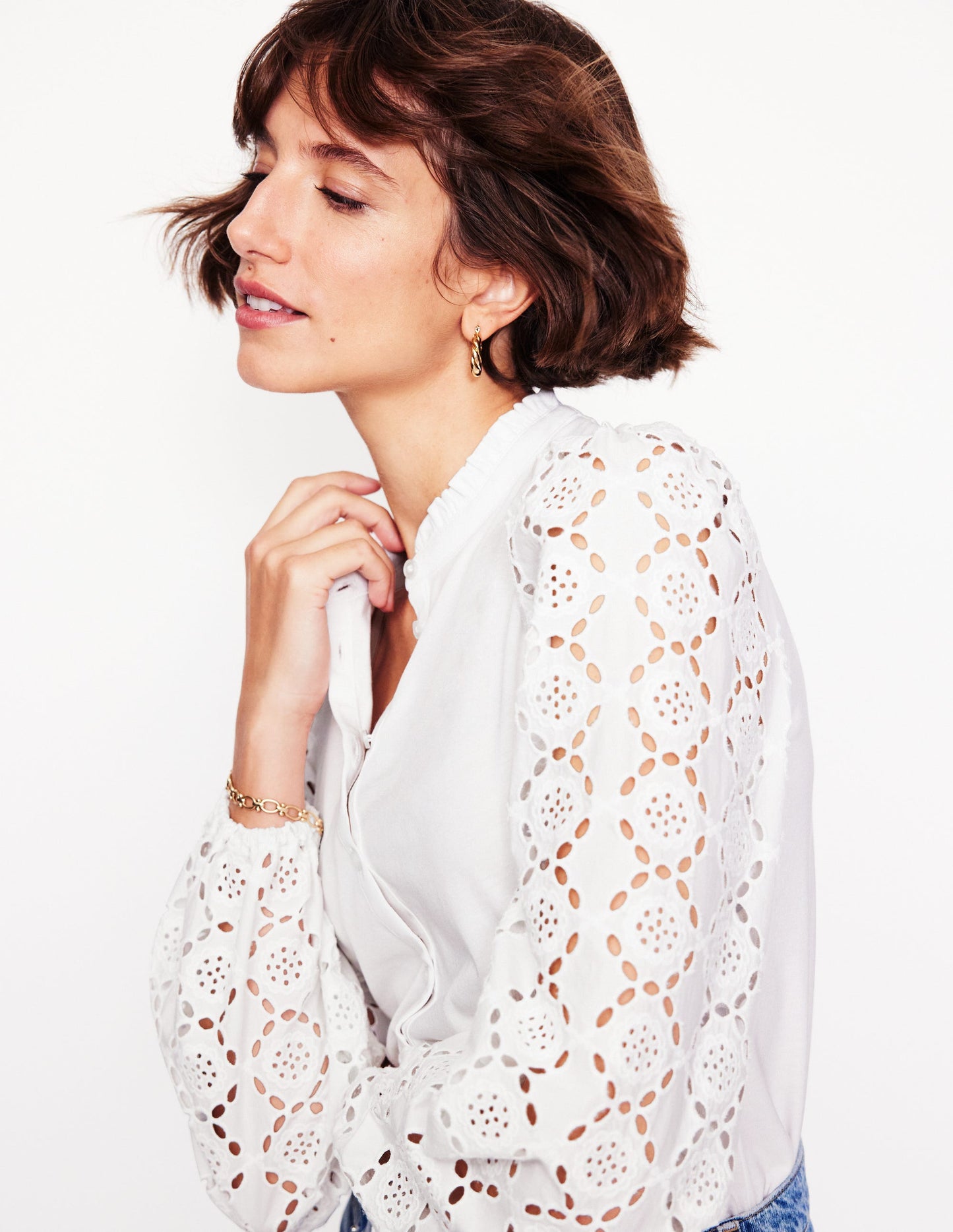 Eden Broderie Blouse -White