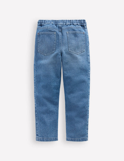 Warrior Knee Jeans-Mid Blue Wash