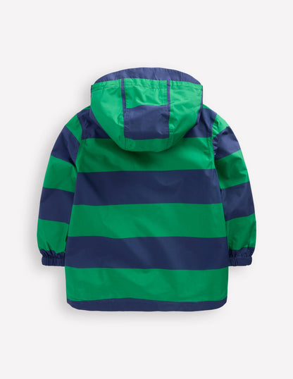 Pop Over Rain Jacket-Green Stripe