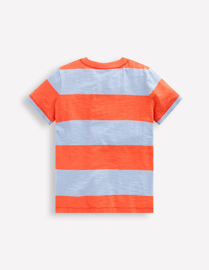 Everyday Short Sleeve T-Shirt-Mandarin Orange/Glacier Stripe